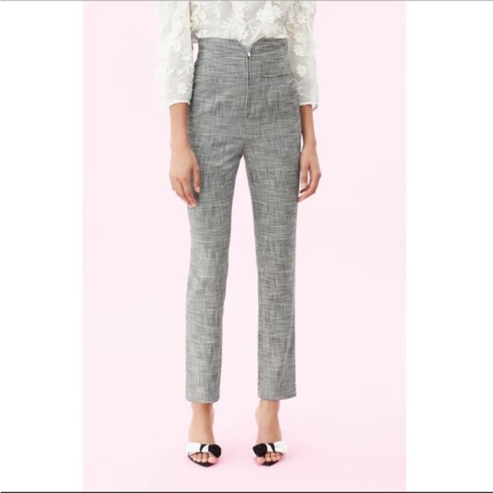 Rebecca Taylor Notch Plaid High Waisted Glen Pants